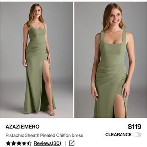 Azazie Mero Green Maxi Dress